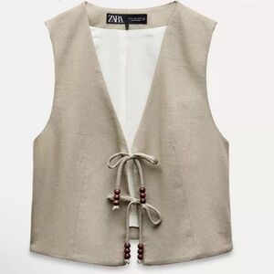 Zara Tie Vest with bead detail